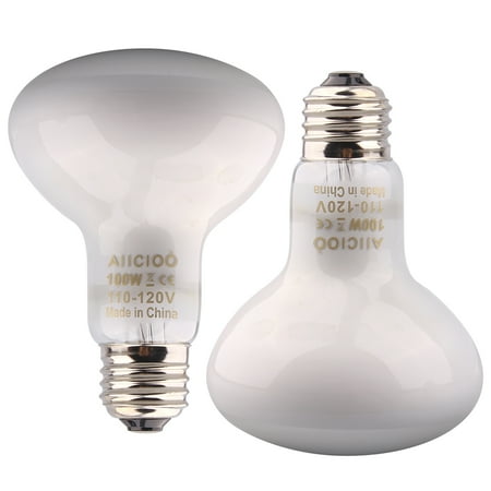 AIICIOO Basking Spot Bulb Reptile Heat Lamp for Bearded Dragon 100W 2 Pack White