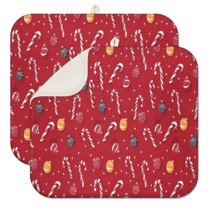Red Christmas Candy Cane Pattern Dish Drying Mat for Kitchen 1 Pack, Ultra Absorbent Microfiber Dishes Drainer Mats,16x18in(41x46cm)