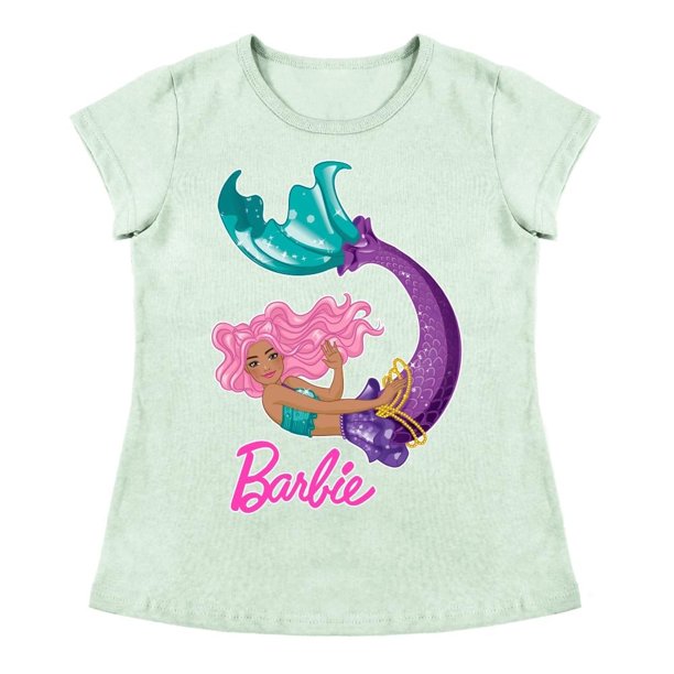 Playera Para Niña Mattel Barbie Cuello Redondo Manga Corta Talla 10 Verde