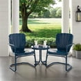 thumbnail image 2 of Pemberly Row Ensemble de Conversation de Patio Rond en Métal de 3 Pcs, Fini Bleu Marine Lustré, 2 of 7