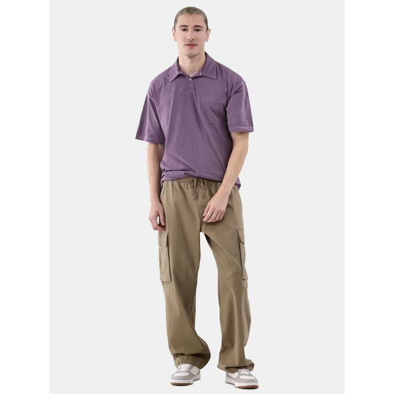 No Boundaries Men's Oversized Knit Polo Shirt, Sizes XS-3XL