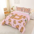 thumbnail image 2 of Manfei Sweet Capybara Queen Comforter Set,Cartoon Letter B Comforter Sets Queen,Pink Brown,Pink Reversible,3-Piece,1 Comforter and 2 Pillowcases, 2 of 7