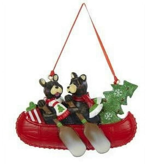 Kurt Adler 2.5" Resin Two Bear Canoe Family Ornament