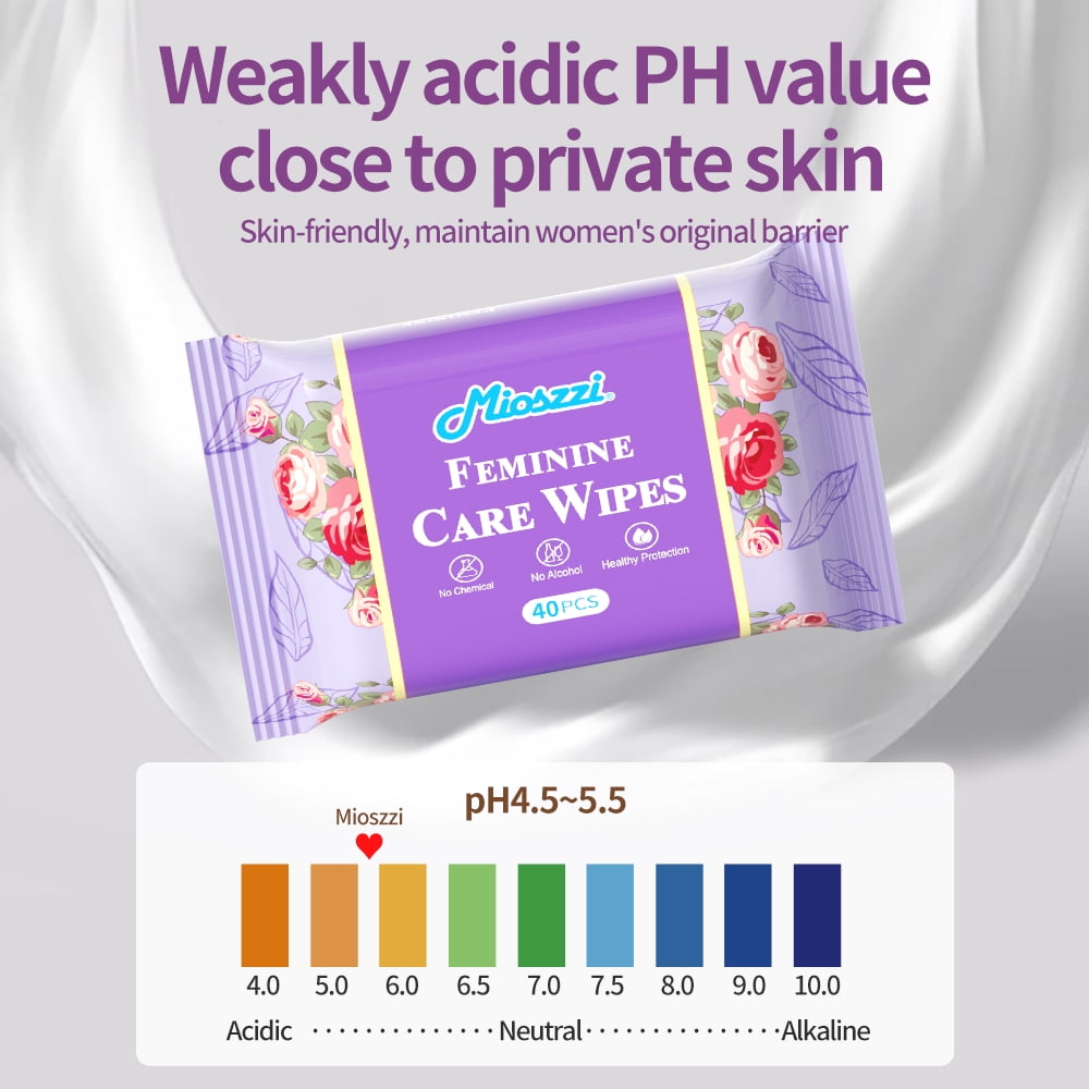 Mioszzi Gentle Daily Feminine Wipes, Hypoallergenic, Alcohol-Free, 6 Packs, 240 Total Count
