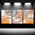 thumbnail image 2 of Hieng Orange Bathroom Wall Art 3 Pieces Dahlia Flower Prints Relax Relax Unwind Signs Rustic Wood Background and Artwork (only canvas), 2 of 6