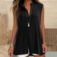 thumbnail image 5 of TGSLY Women's Mandarin Collar Tank Tops Lightweight Soft V Neck Button-Down Sleeveless Shirts Oversized Fit High-Low Hem Solid Color Tunic Blouses L, 5 of 10