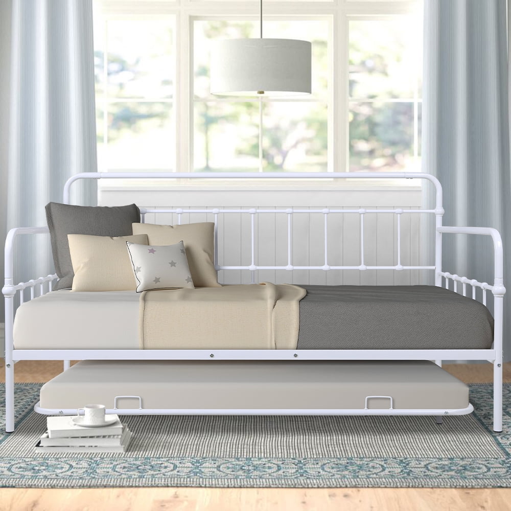 Twin Size Daybed with Trundle, YOFE Modern Twin Bed Frame with Heavy