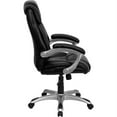 thumbnail image 5 of Flash Furniture High Back Black LeatherSoft Layered Upholstered Executive Swivel Ergonomic Office Chair with Silver Nylon Base and Arms, 5 of 6