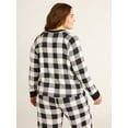 thumbnail image 3 of Joyspun Women’s Hacci Knit Buffalo Plaid Sleep Top with Long Sleeves, Sizes XS-3X, 3 of 6