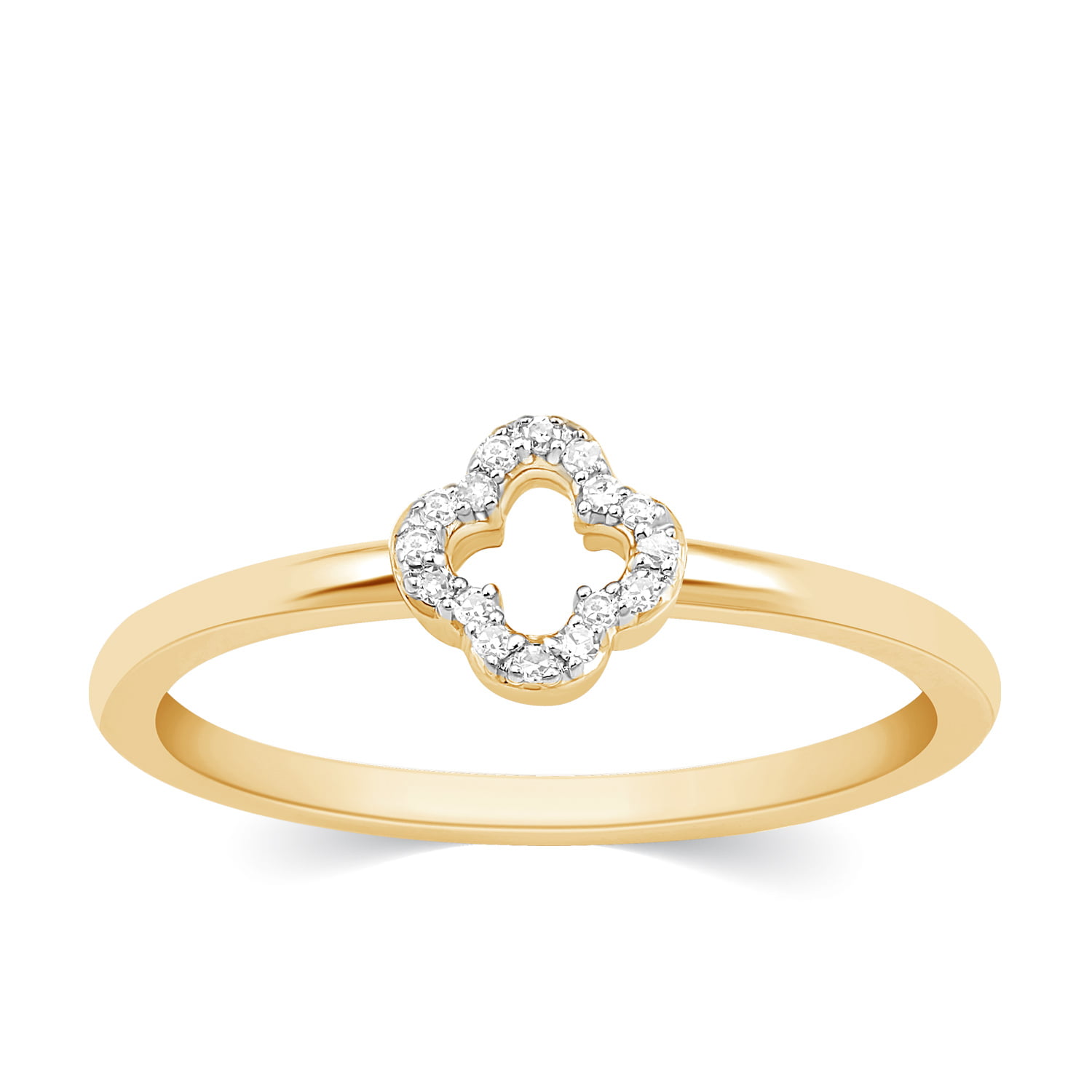 0.06 Carat Real Diamond Engagement Ring With 14k Yellow Gold For Women 