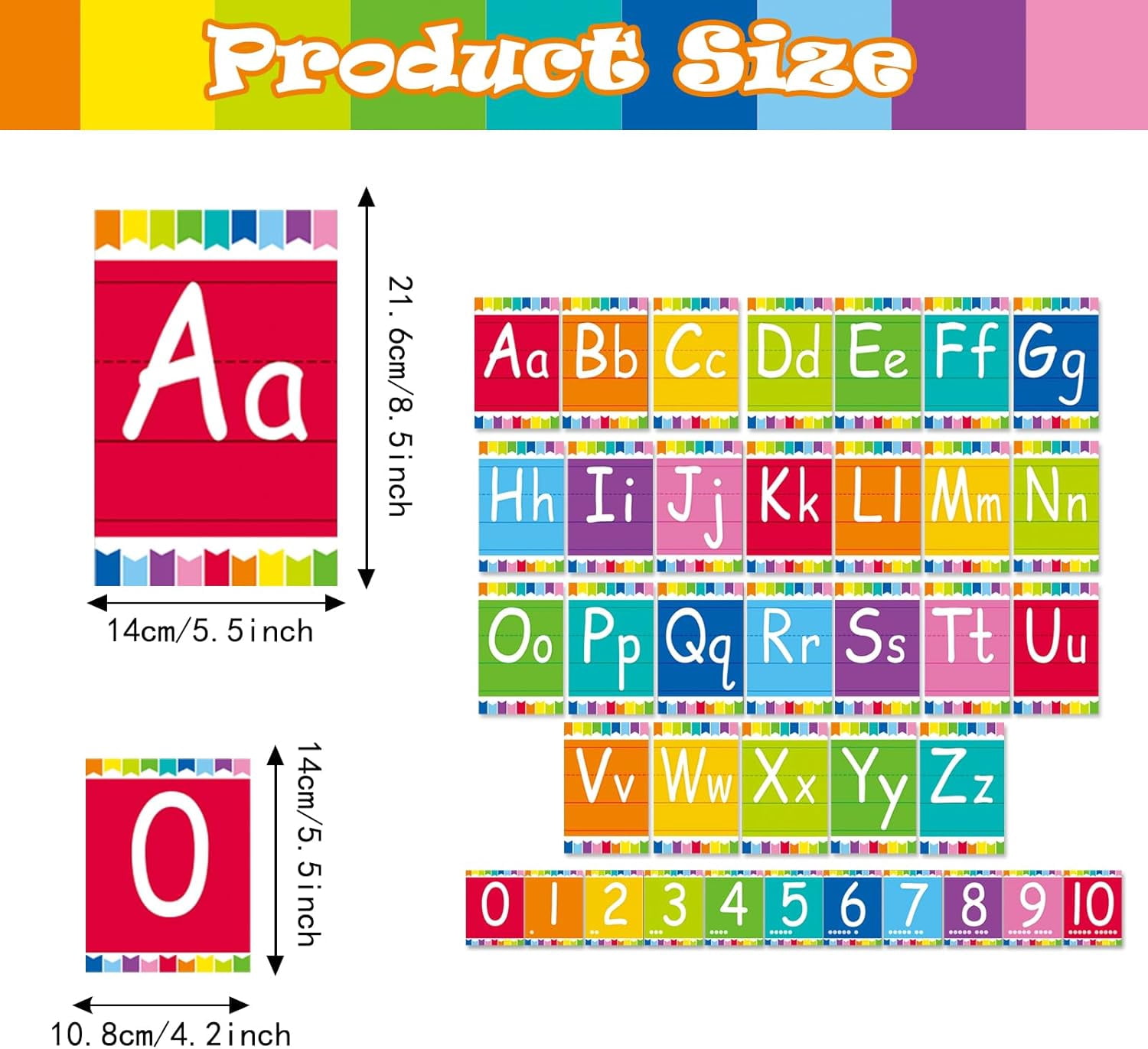 Bulletin Board Alphabet - ABC Alphabet Poster Classroom Decorating Set Preschool English Poster Kindergarten Elementary Classroom Wall Decor Daycare Homeschool Supplies (Colorful)