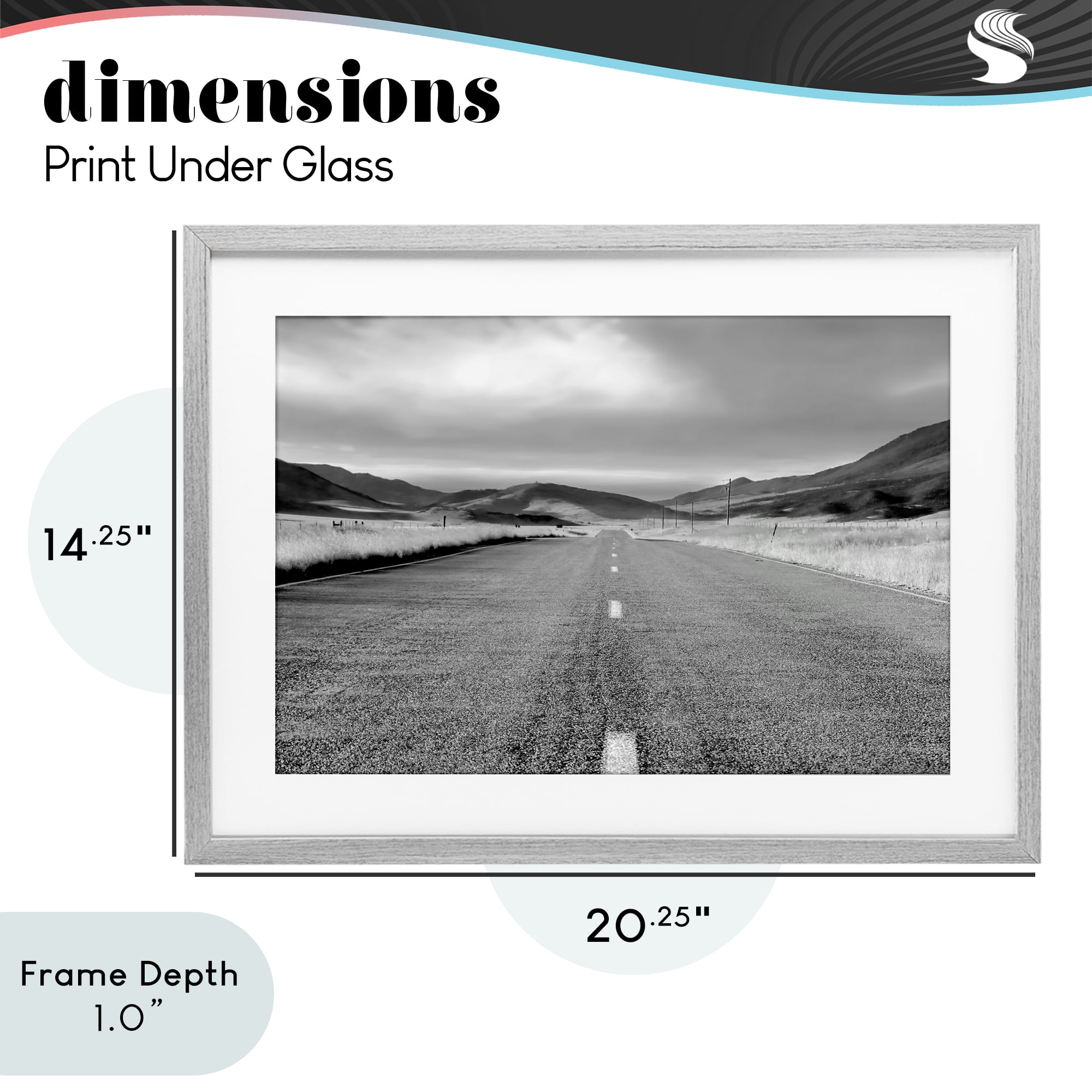 Stupell Industries Open Road Through Rolling Hills Gray Framed Print Under Glass, design by Steve Toole