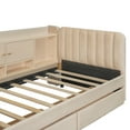 thumbnail image 5 of MODERNLUXE Twin Size Daybed with 2 Drawers, L-Shaped Platform Bed Frame with Storage Shelves,Cabinets & Side Table, Twin Bed for Living Room Bedroom,Beige, 5 of 7