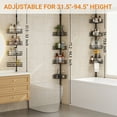 thumbnail image 3 of GARITIN Shower Caddy, Bathroom Shower Shelf Organizer, Corner Shower Racks for Inside, 4-Tier Adjustable Shelves with Tension Pole Bath Caddy Storage, Black, 3 of 6