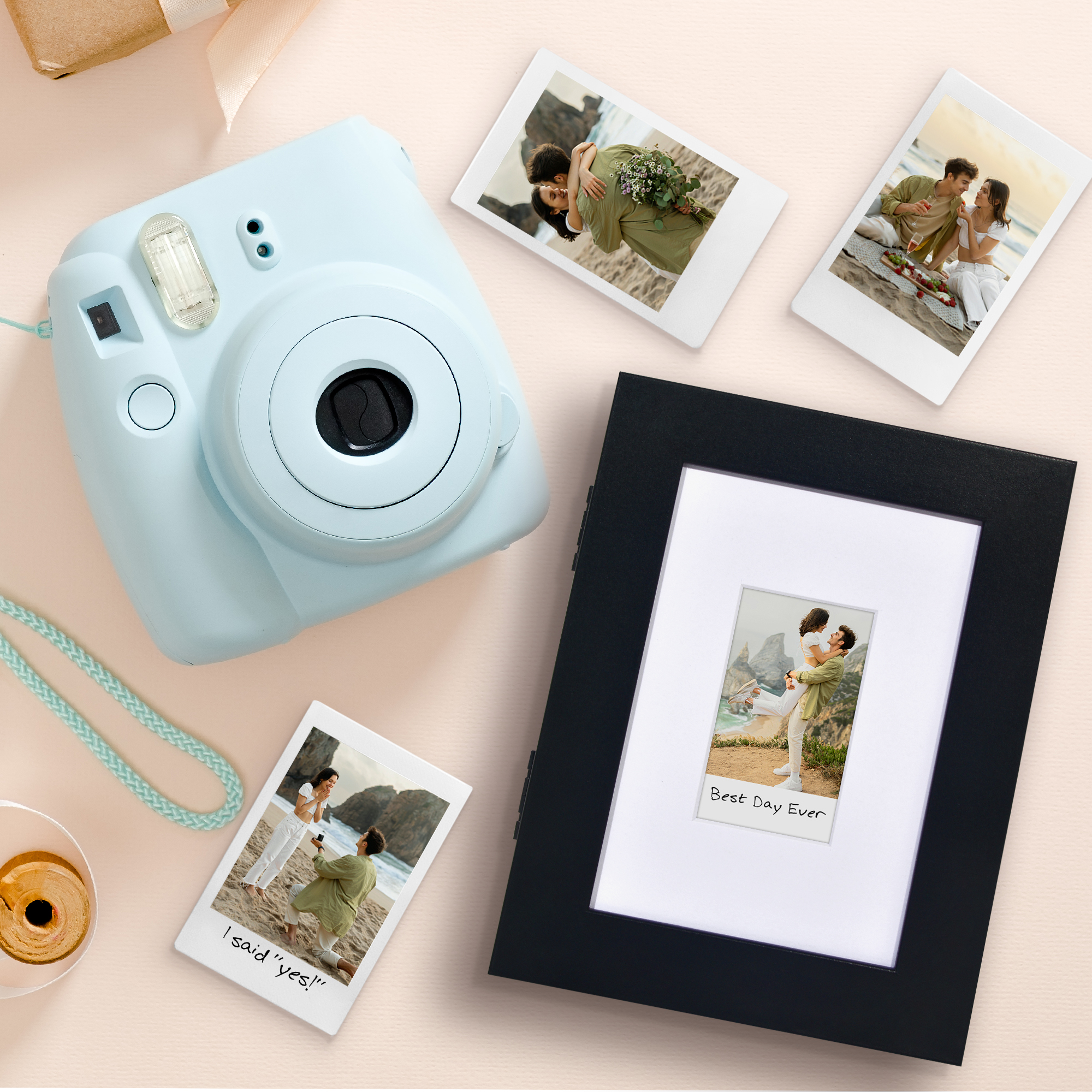Americanflat 4x6 Picture Frame Storage with 2x3 Mat Instant Print Photos Quick Change Frames Holds Wall - Black