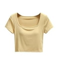 thumbnail image 1 of COM1950s Shorts pour Femmes, Shorts d'Été pour Femmes, Mode Décontractée, Col Rond, Couleur Unie, Manches Courtes, Shorts Décontractés pour Femmes, 1 of 7