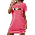 thumbnail image 4 of Sakmal Chemises de Nuit Moomoo de Noël pour Femmes Rose Grande Taille Confortable Ultra-Douce Robe de Nuit Col Rond Imprimé Dindes Manches Courtes P-2TG, 4 of 4