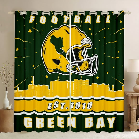 Erosebridal American Football City Curtains and Drapes (38x45), Eat Sleep 30%-50% Blackout Curtains for Bedroom, Soccer Lover Curtains for Living Room, Window Drapes Room Decoration