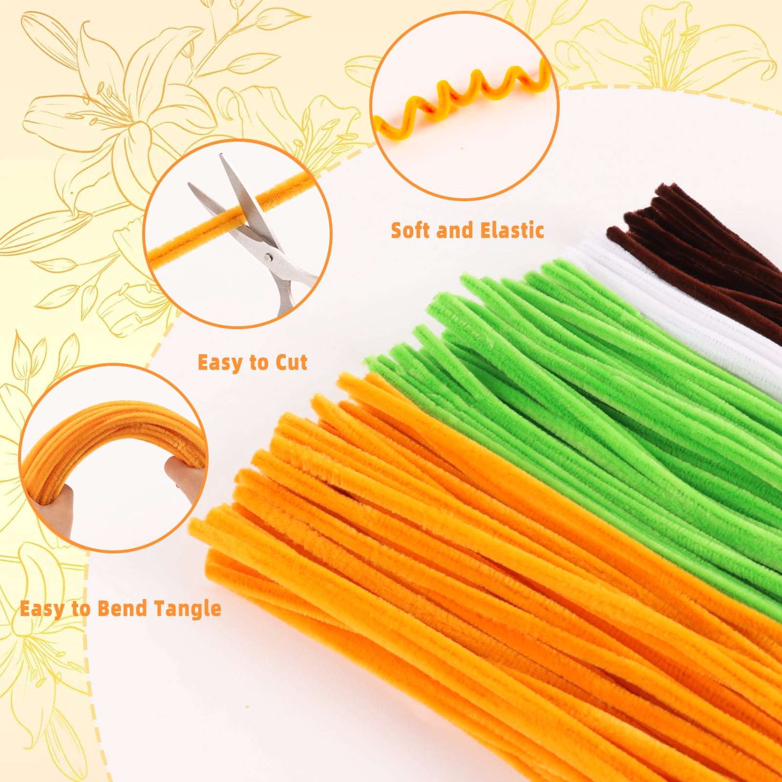 CandWuom Yellow Green Pipe Cleaners Flower Kit for Graduation Gifts, Chenille Stems for Pipe Cleaner Sunflowers Bouquets Making