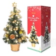 thumbnail image 5 of 18" Pre-Lit Artificial Mini Christmas Tree,Lighted Small Christmas Pine Tree,Green Christmas Tree,Tabletop Christmas Tree,Christmas Tree Decorations,Winter Party Xmas Ornaments Decorations,Gift,Gold, 5 of 8