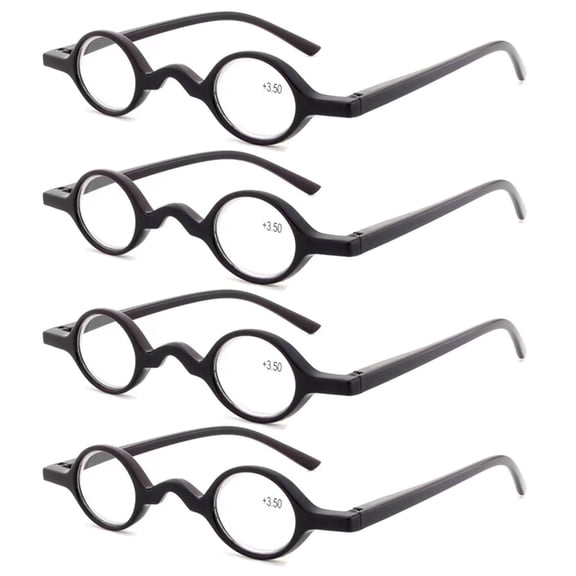 4PK Unisex Small Round Frame Blue Light Reading Glasses Spring Hinge Readers