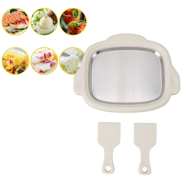 Mácina para Hacer Helados Fritos Caseros, Moncina para Hacer Rollos de Helado, Mácina para Hacer Helados Inscritos, Sartén para Puntos Dulces, Platón Frío Instantáno,