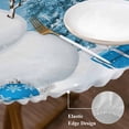 thumbnail image 3 of Blue Christmas Round Tablecloth, Fitted Table Cover with Elastic for 55"-60" Round Tables, Snowman Snowflake Gifts Xmas Tree Table Cloth Outdoor Indoor Dinning Party Waterproof Tablecloths, 3 of 7