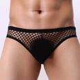 thumbnail image 3 of Uinagy Men's Solid Color Mesh Hollow Briefs, 3 of 8