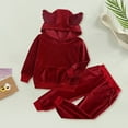 thumbnail image 2 of Otqutp Baby Loose Round Neck Toddler Kid Baby Girls Boys Long Sleeve Solid Hoodie Tops+Pants Outfits with Pocket Fall Winter Clothes, 2 of 4