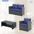 thumbnail image 4 of 4 Pieces Patio Furniture Set, Outdoor Wicker Conversation Furniture Sets with Sofa, 2 Chairs and Coffee Table, Outdoor Loveseat with Soft Cushion for Garden, Balcony, Pool, Backyard, Grey, 4 of 8