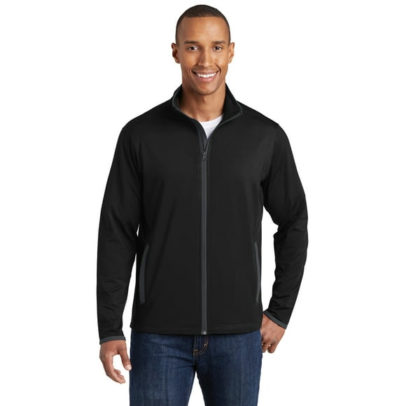 Sport-Tek ® Sport-Wick ® Stretch Contrast Full-Zip Jacket. St853 M Black/ Charcoal Grey