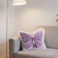 thumbnail image 2 of Butterfly Shaped Throw Pillow - Purple - 55x55cm Velvet Cushion with Lace Trim, Elegant Decorative Pillow for Sofa, Bed & Living Room (1pc), 2 of 4