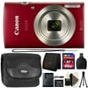 Canon Powershot IXUS 185 / ELPH 180 20MP Compact Digital Camera Red with 64GB Accessory Kit