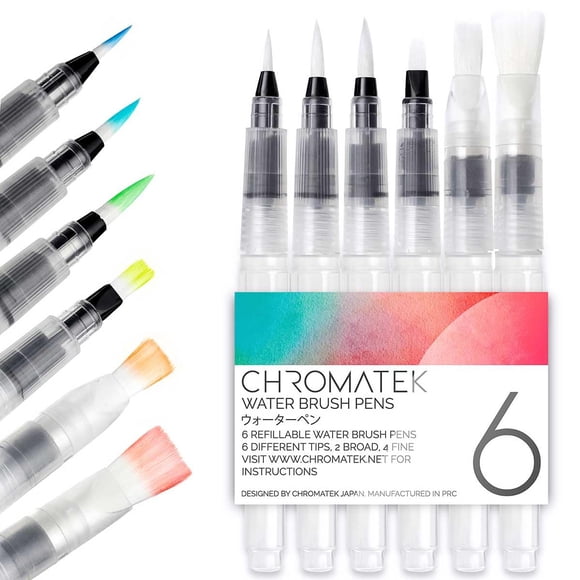 Juego de pinceles de acuarela Chromatek AquaPens recargables x6