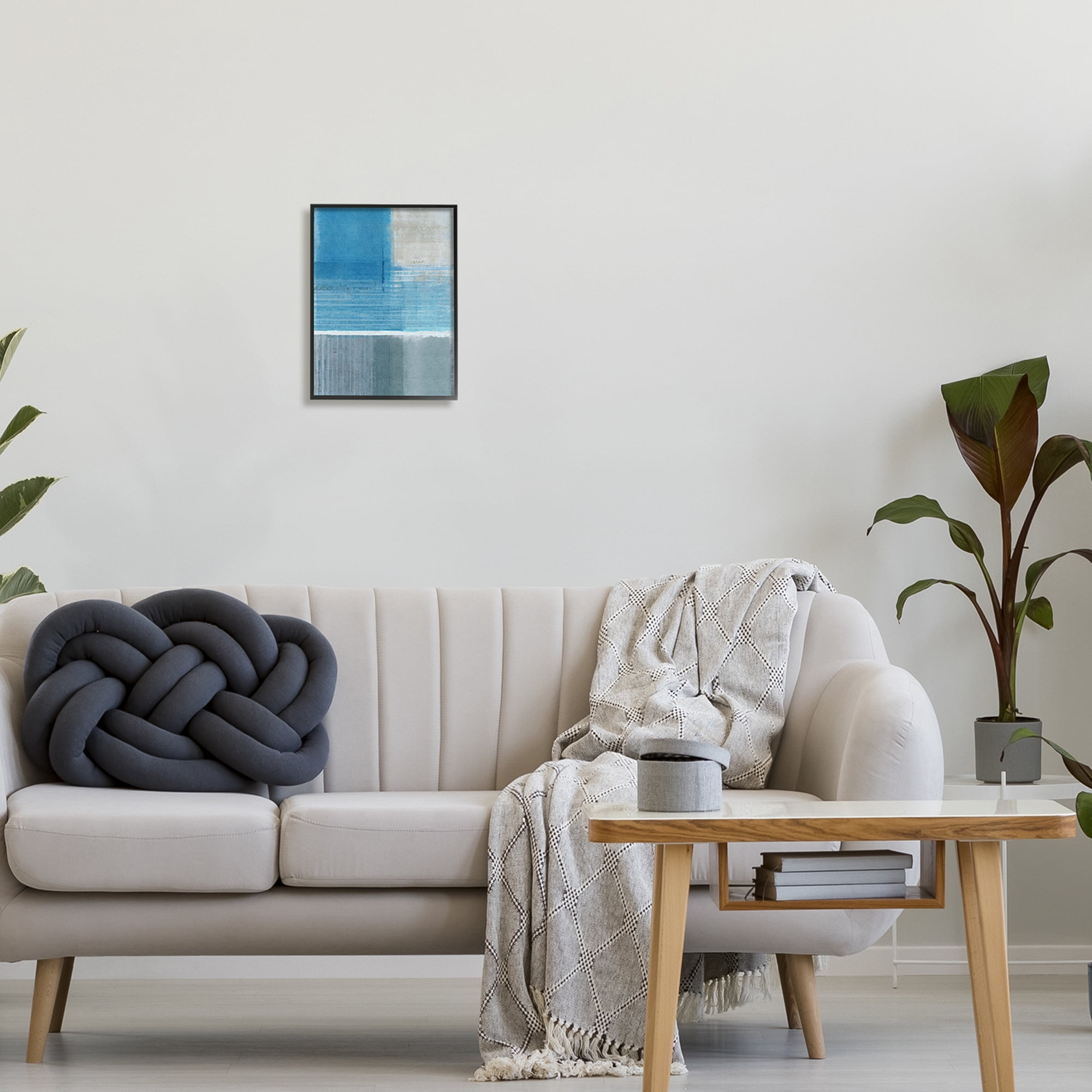 Stupell Industries Grey & Blue Painting Abstract Painting Black Framed Art Print Wall Art, 11 x 14