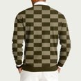 thumbnail image 5 of Men's Round Neck Long Sleeve Ribbed Knit Plaid Pullover, Sweater for Fall Winter, Casual Style and Holiday Gatherings,Army Green,L, 5 of 7