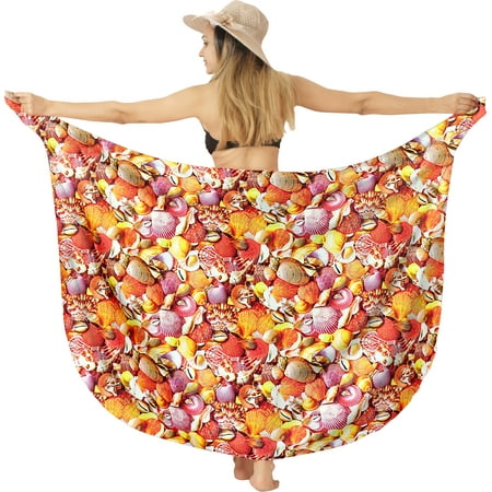 HAPPY BAY Women s Bikini Beach Wrap Swim Cover up Swimwear Skirt Bathing suit Summer Wraps Beachwear Sarong Coverups Swimsuits for Women One Size Amber  Fruits