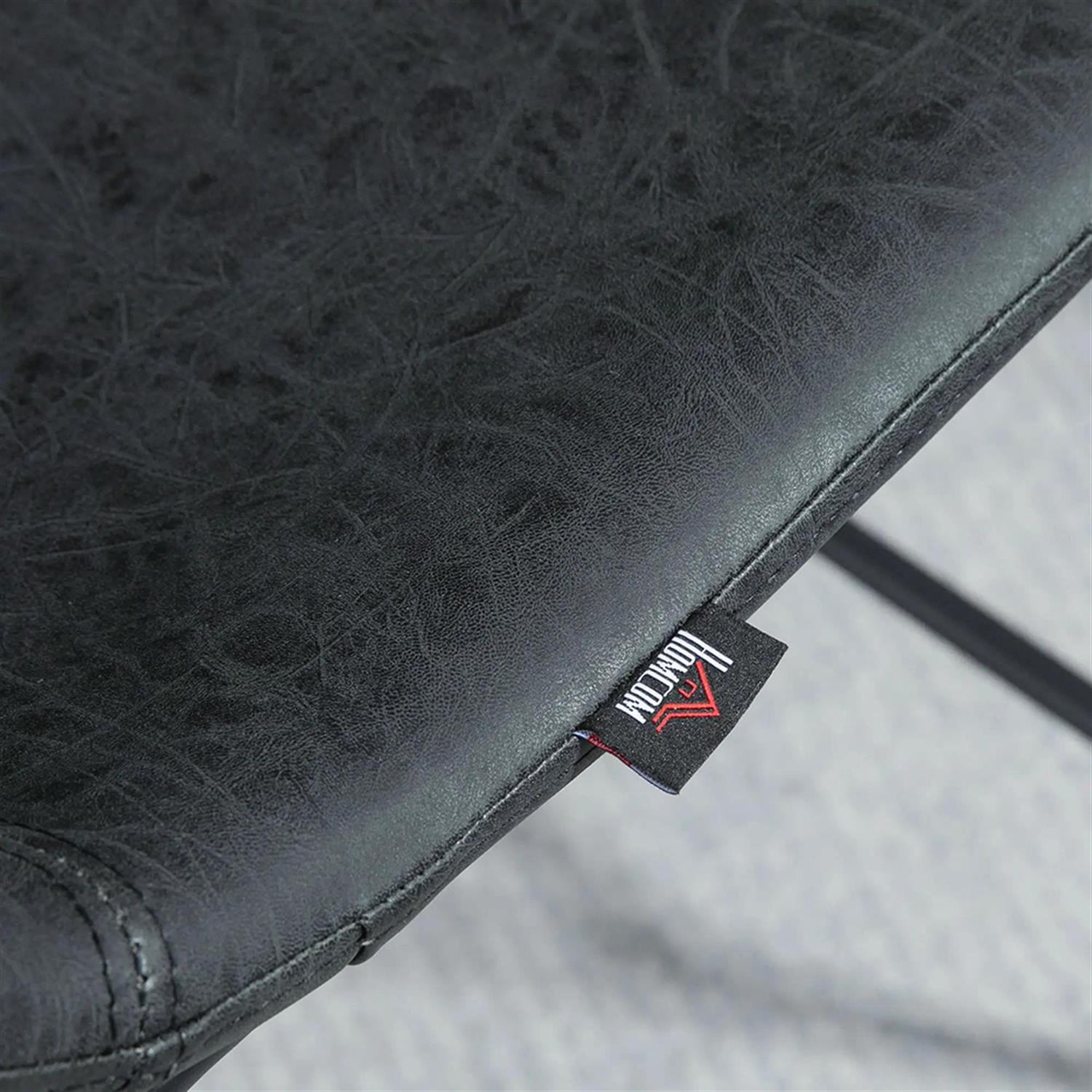 Demi Bonn Modern Counter Bar Stool Set of 2, Vintage PU Leather Bar Height Stool with Back and Steel Legs for Kitchen, Dinning Room, Black