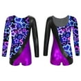thumbnail image 5 of Yeahdor Girls Metallic Patchwork One Piece Fitness Jumpsuit Biketard Gymnastics Leotard Purple 14, 5 of 6
