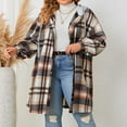 thumbnail image 6 of Leesechin Womens Long Sleeve Plaid Shirts Flannel Lapel Button Down Shacket Jacket Coats, 6 of 9