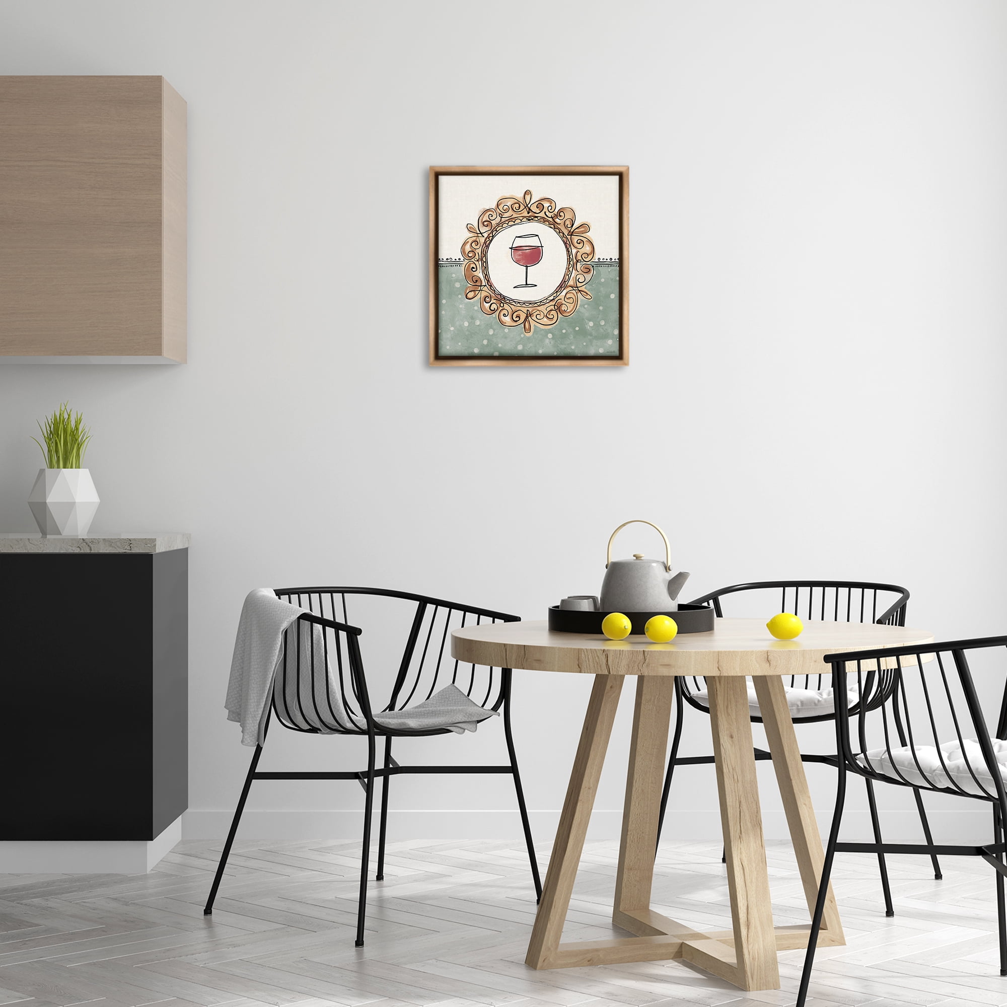 Stupell Industries Wine with Classic Border Food & Beverage Painting Brown Floater Framed Canvas Art Print Wall Art, 18 x 18