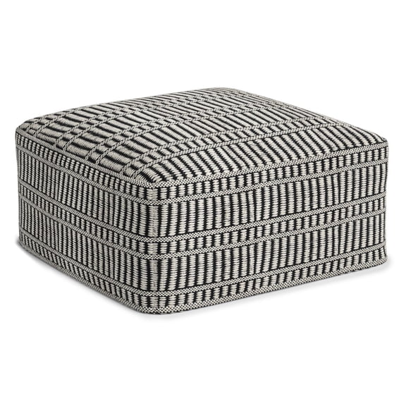 Simpli Home Safford 20W Low Square Ladder Stripe Indoor/Outdoor Pouf