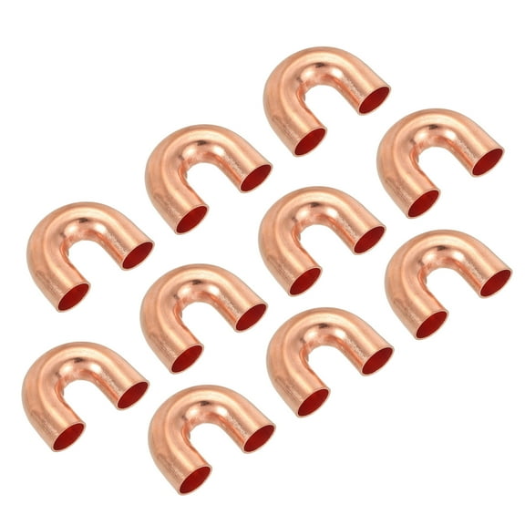 Uxcell 3/8" OD 20x27mm Elbow Copper Pipe Fitting, 10Pcs 180 Degree Bend Welding Sweat Solder Connection for HVAC Air Conditioner Plumbing
