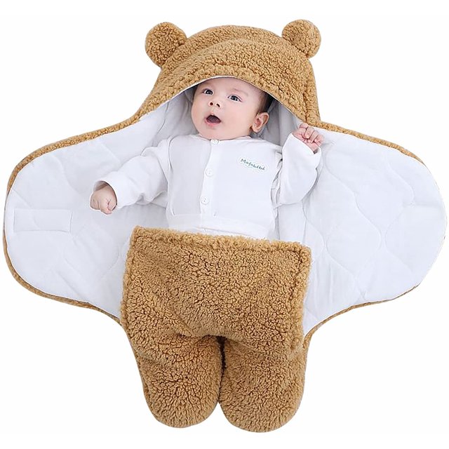 Manta envolvente, (caqui, 0-3 meses) Saco de dormir cálido con capucha