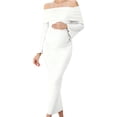 thumbnail image 5 of Stamzod Maternity Dress Womens One-Shoulder Long Sleeve Bodycon Wedding Guest Dress formal Long Pregnancy Dresses for Women White M, 5 of 6