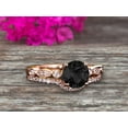 thumbnail image 1 of 2 Carat Black Diamond Moissanite 10k Rose Gold Wedding Set Bridal Ring Art Deco Halo Stacking Matching Band Round Cut Gemstone Astonishing Looking Anniversary Gift, 1 of 5