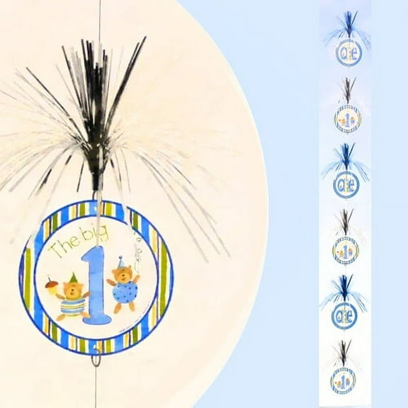 1st Birthday 'The Big One' Teddy Bear Hanging Starburst Column (1ct)