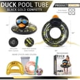 thumbnail image 3 of POZA Inflatable Black Gold Duck Pool Float Tube - Luxurious Swim Ring for Pool, Beach, Lake, Sparkle Confetti-Filled Beach Float Lounger for Kids and Adults - 36x23 inches, 3 of 8