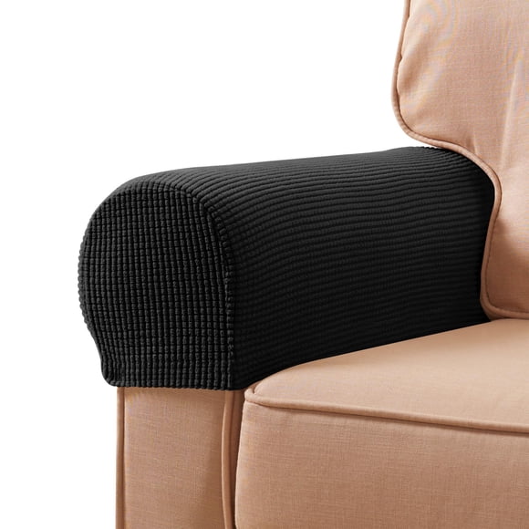 Fundas de reposabrazos SUBRTEX de elastano elástico para sillas y sofás, color negro