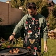 thumbnail image 4 of Red Mushroom Butterfly Black Pattern Apron-Garden Aprons for Women with Pockets-Cotton Linen Waterproof Kitchen Cooking Gardening Aprons Adjustable for Kitchen,Cooking,BBQ and Salon 33x27 Inch, 4 of 7